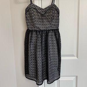 NWT black lace over white dress